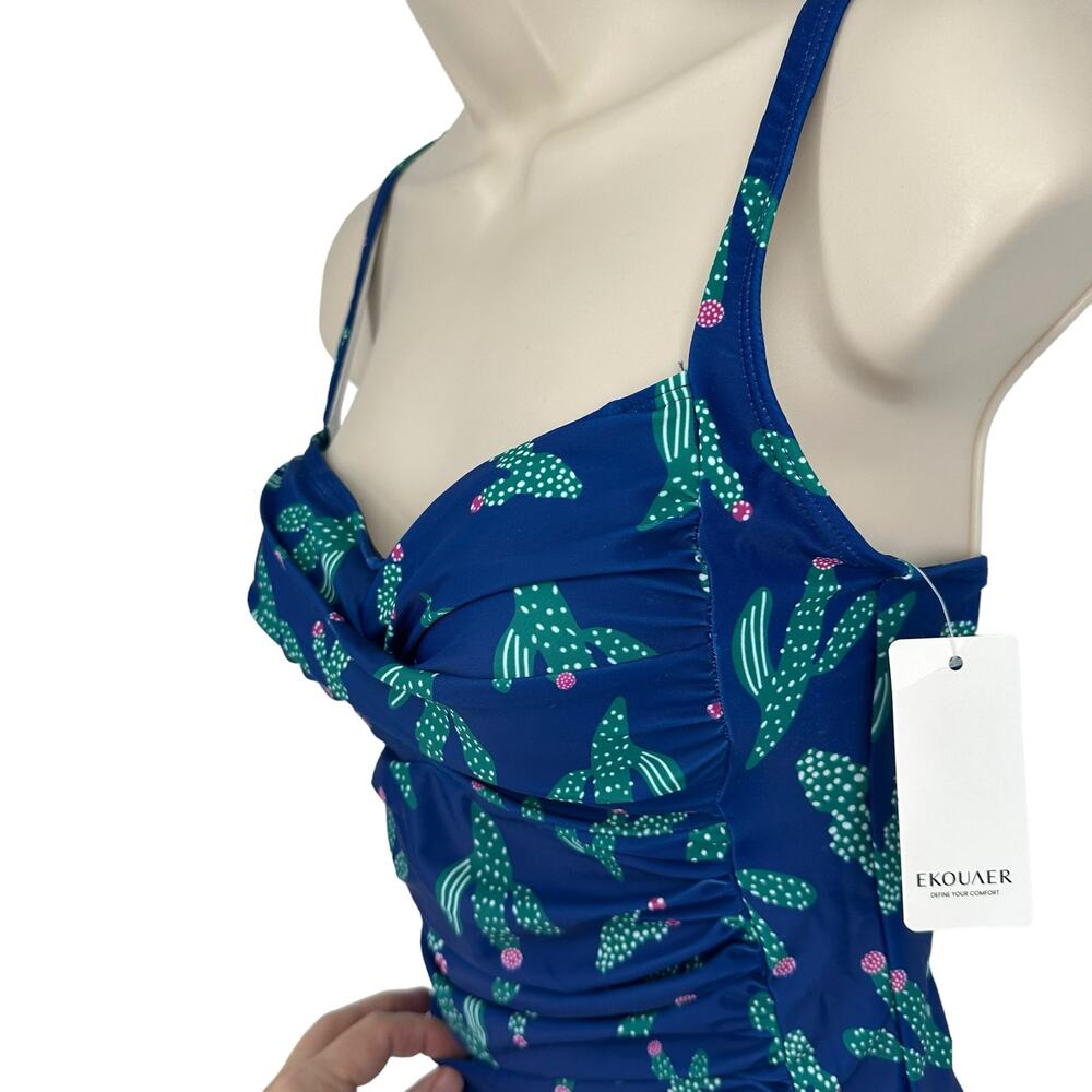 NEW Ekauer Blue Cacti One-Piece Swimsuit Small - Picture 5 of 11
